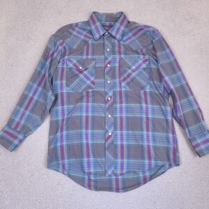 Vintage Williams Bay‎ Pearl Snap Western Shirt Mens XL 18 Neck Cowboy Rodeo